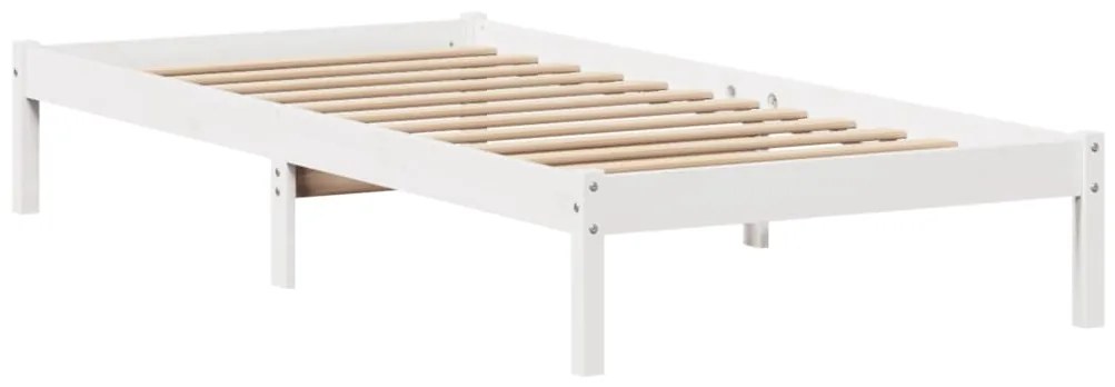 Cama com estante sem colchão 90x200 cm pinho maciço branco