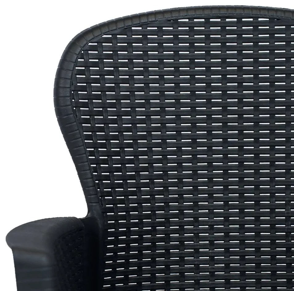 Conj. jantar p/ exterior 5 pcs plástico antracite aspeto vime
