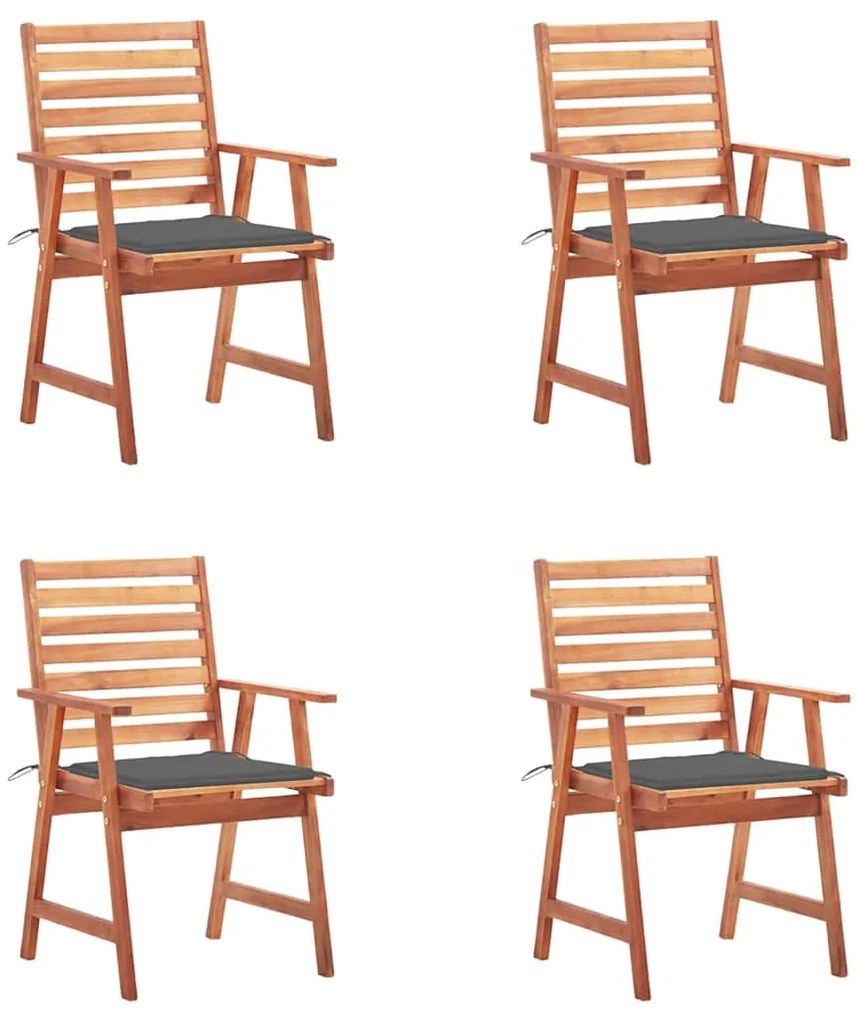 Cadeiras de jantar p/ jardim 4 pcs c/ almofadões acácia maciça