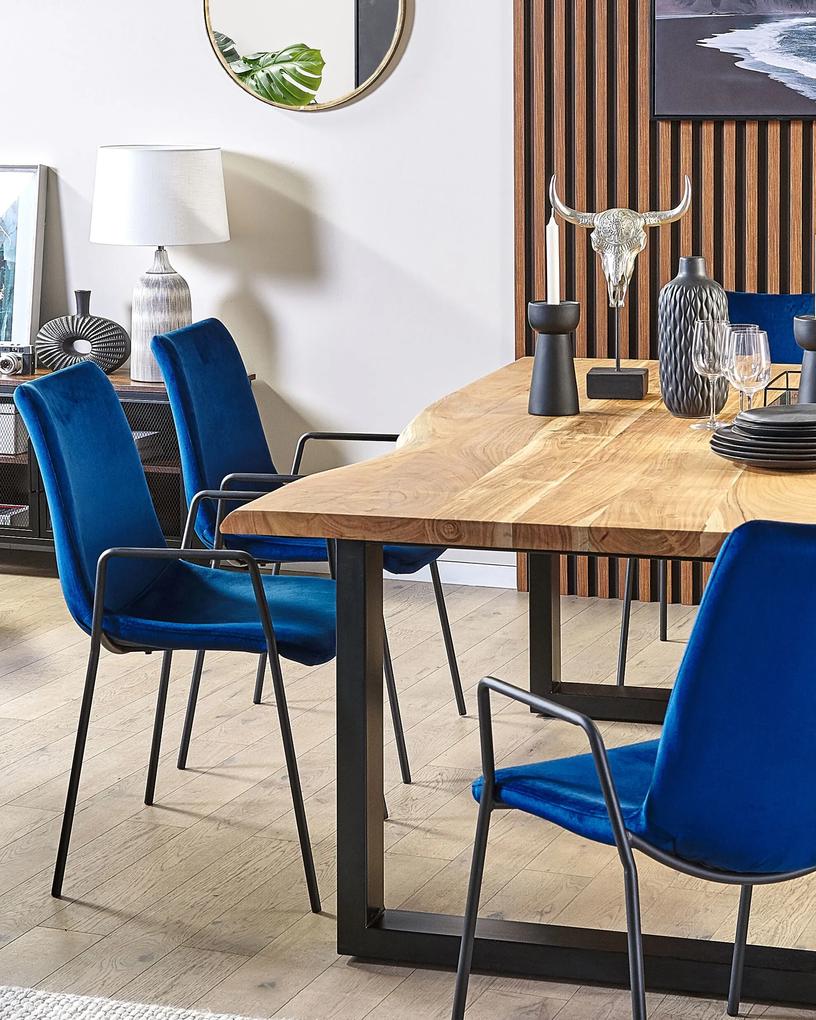 Conjunto de 2 cadeiras de jantar em veludo azul escuro JEFFERSON Beliani