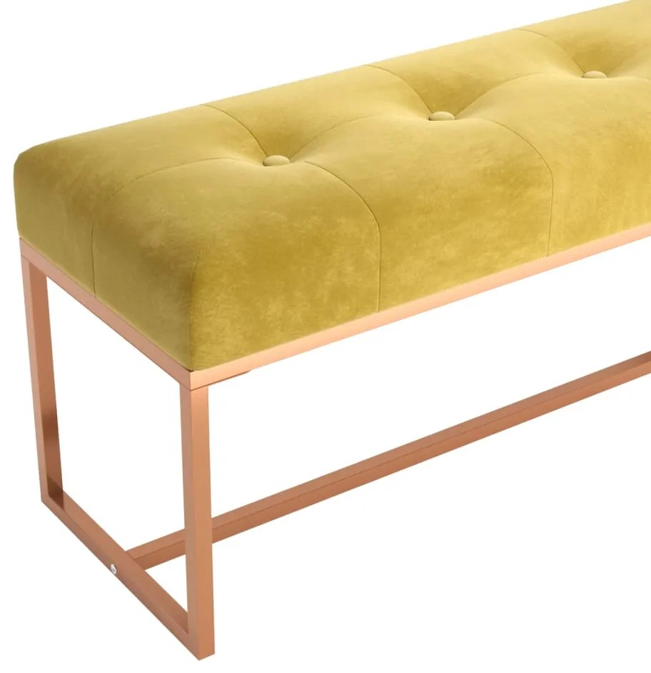 Banco 110x36x45 cm veludo amarelo-mostarda
