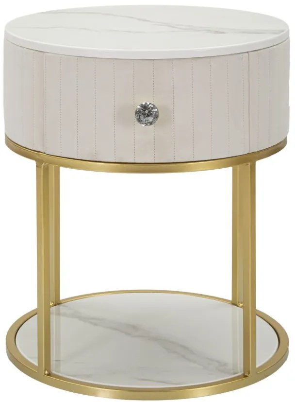 MESA DE CABECEIRA MONTPELLIER CREME CM Ø 42X48