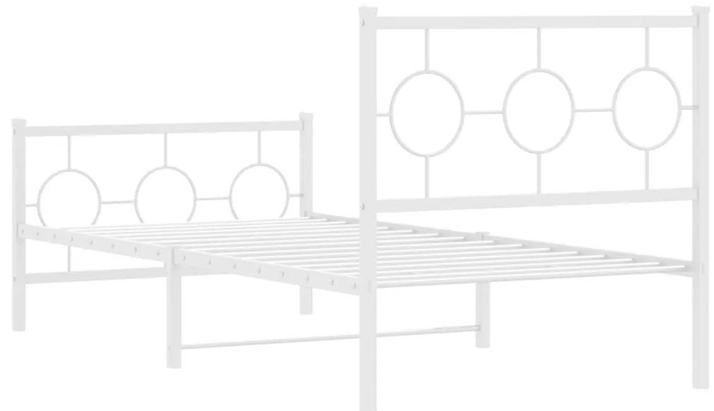 Estrutura de cama com cabeceira e pés 90x200 cm metal branco