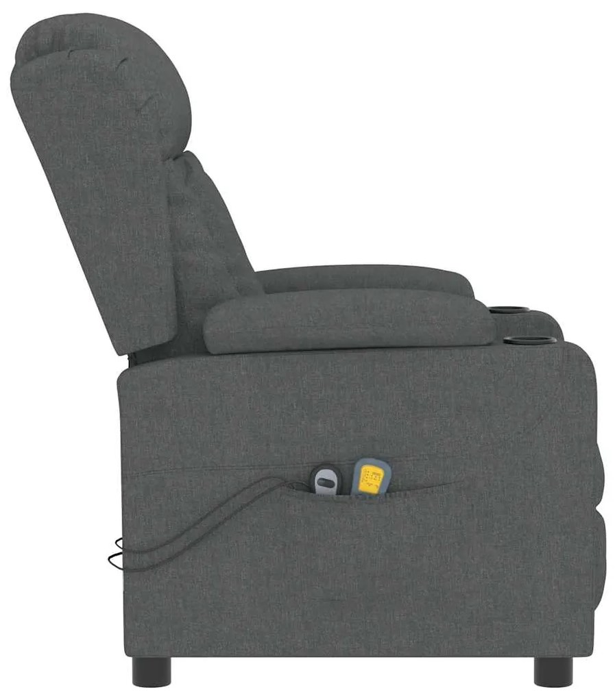 Poltrona de massagens elétrica tecido cinza-escuro