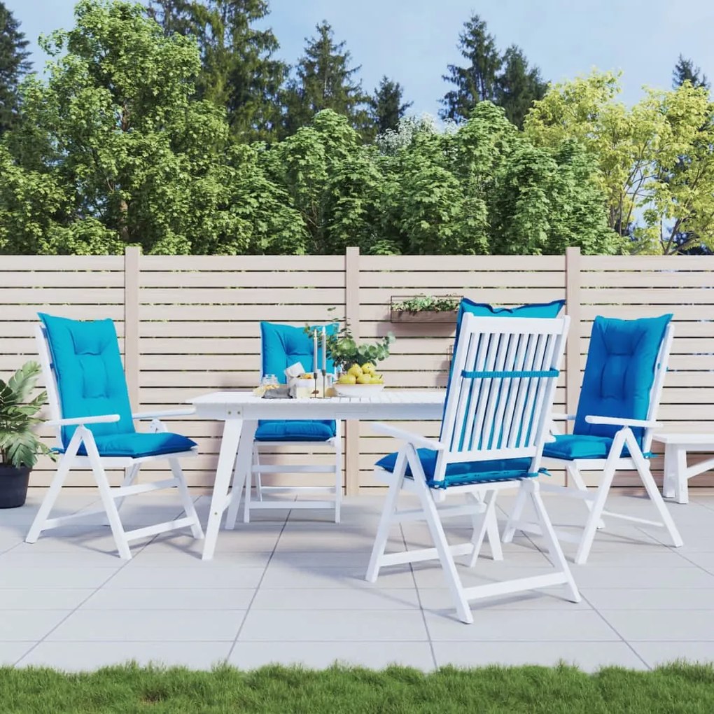 vidaXL Almofadões para cadeiras altas de jardim 4 pcs tecido azul