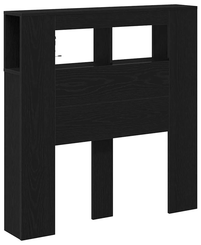Cabeceira de Armazenamento vidaXL com Luzes LED Carvalho Preto 100x18,