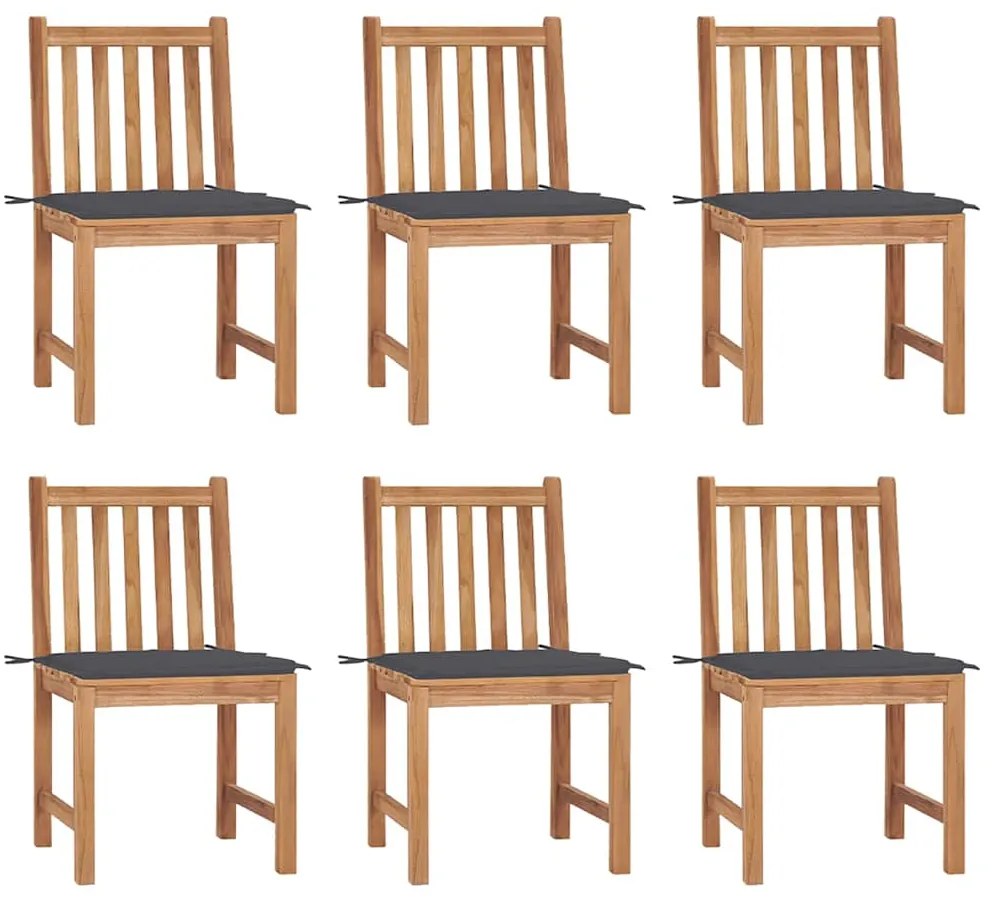 Cadeiras de jardim 6 pcs c/ almofadões madeira de teca maciça