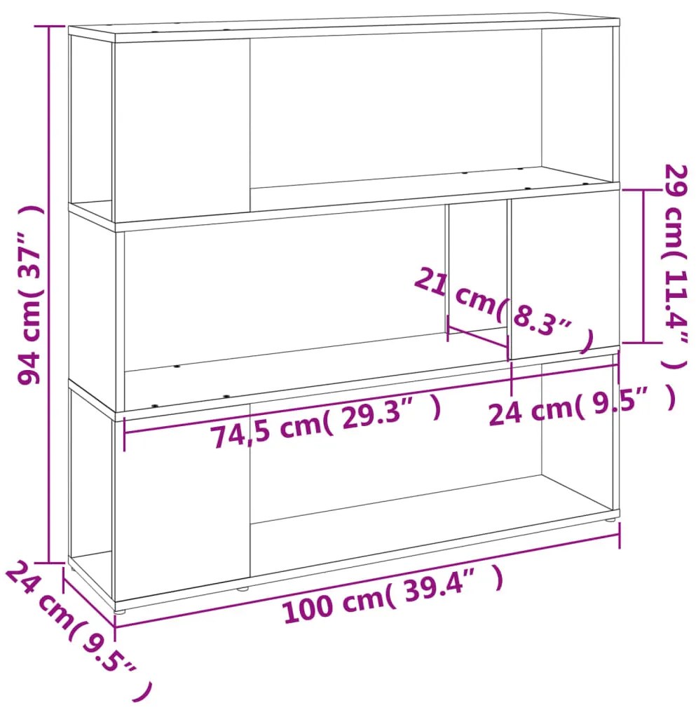 Estante/divisória 100x24x94 cm cinzento sonoma