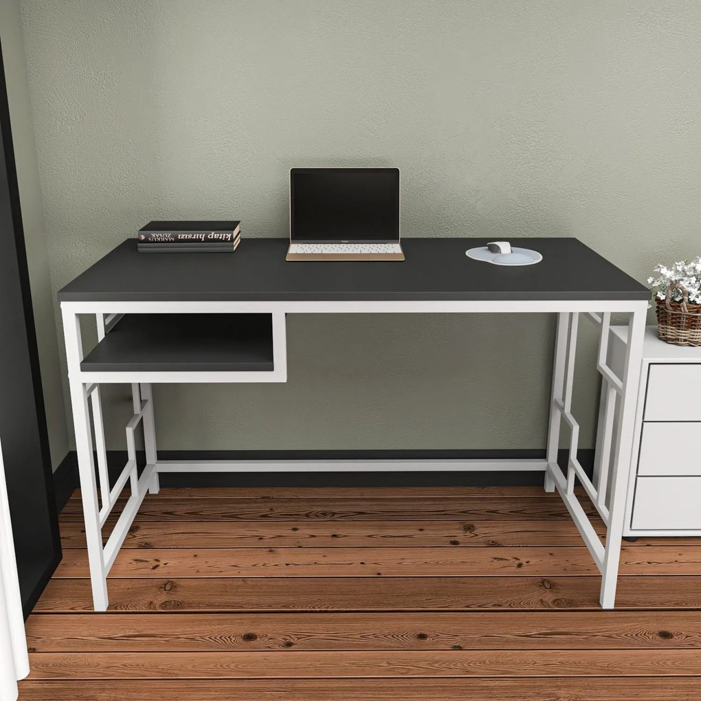 Secretária de Estudo Kennesaw - Branco Antracite - 120x60x74.8 cm