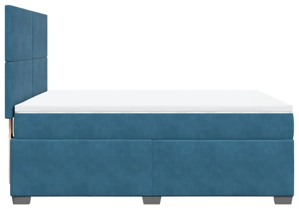 Cama boxspring com colchão 140x190 cm veludo azul