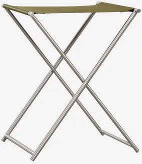 Banqueta Baixa Dobrável De 50 Cm Em Pele E Aço Inoxidável Dravena Verde Exército - Sklum