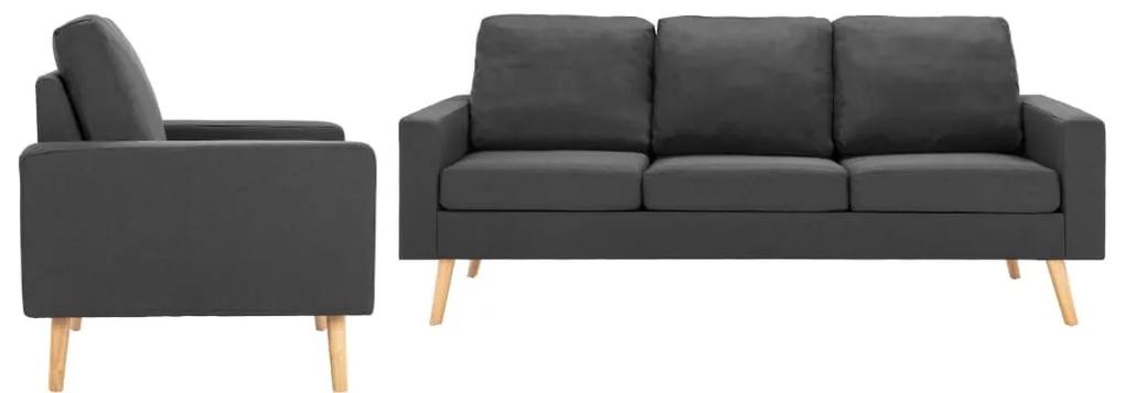 2 pcs conjunto de sofás tecido cinzento-escuro