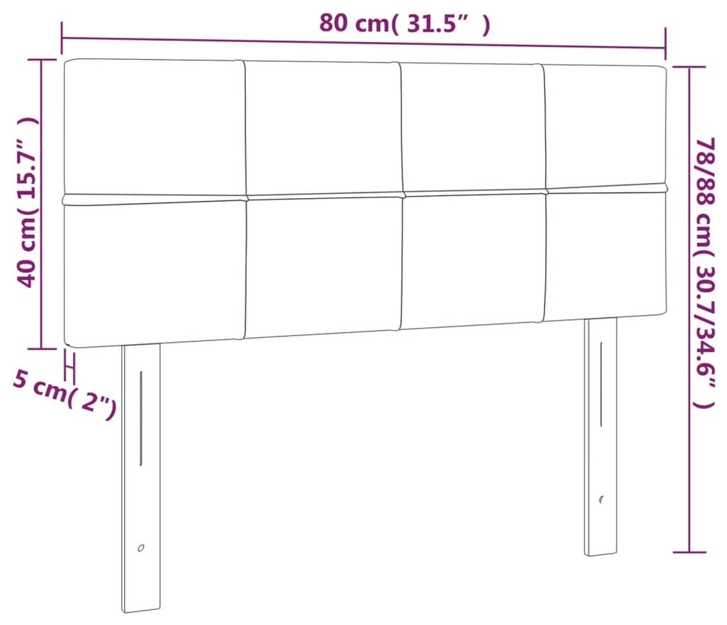 Cabeceira de cama tecido 80x5x78/88 cm cinzento-acastanhado