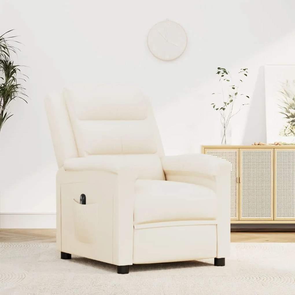 vidaXL Poltrona reclinável elétrica couro artificial cor creme