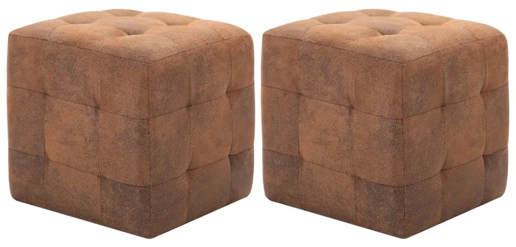 Mesas de cabeceira 2pcs 30x30x30 cm camurça artificial castanho
