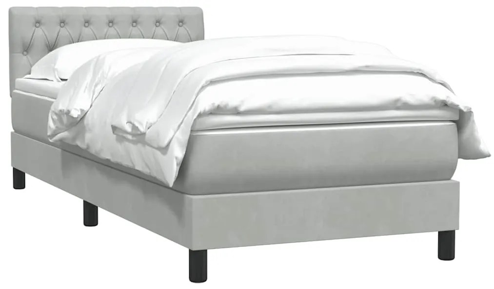 Cama com molas/colchão cinzento-claro 80x210 cm veludo