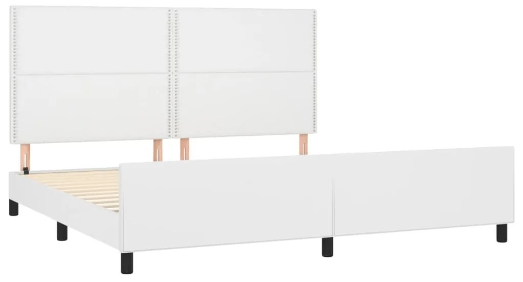 Estrutura cama c/ cabeceira couro artificial 200x200 cm branco