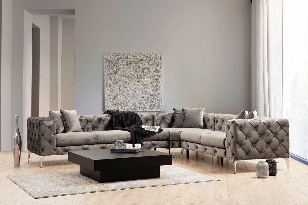 Sofá de Canto Como – Antracite – 310 cm x 70 cm x 270 cm