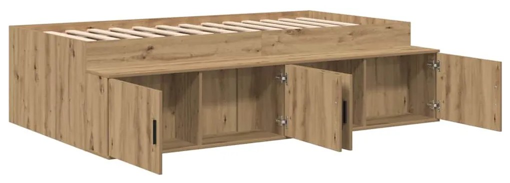Estrutura de Cama de Armazenamento Carvalho Artesanal 90x190 cm
