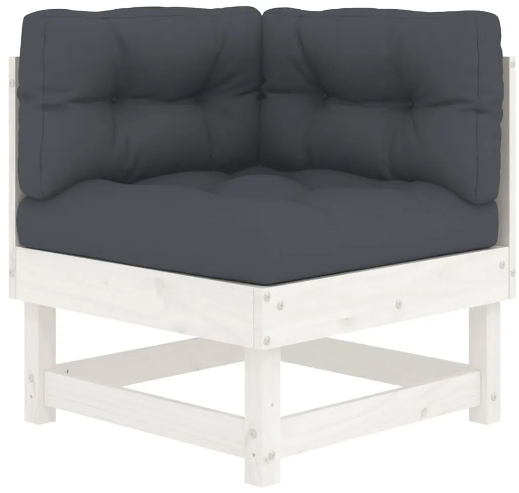 5pcs conjunto lounge jardim c/ almofadões madeira maciça branco