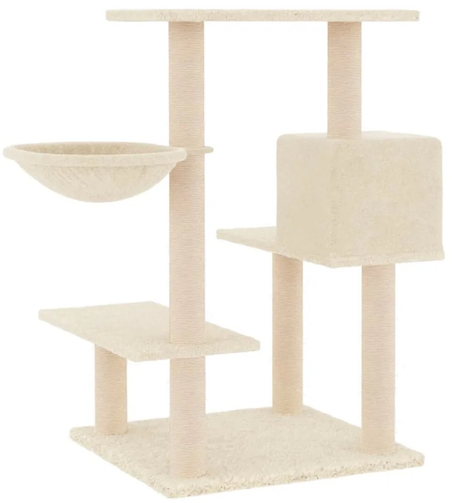 Árvore para gatos c/ postes arranhadores sisal 82,5 cm creme