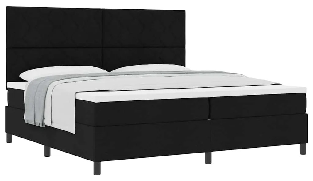 Cama Box Spring com Colchão Preto 200x200 cm Tecido