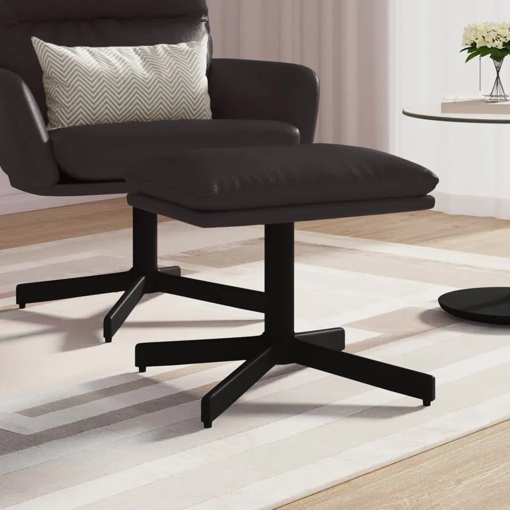 vidaXL Apoio de pés 60x60x36 cm couro artificial preto