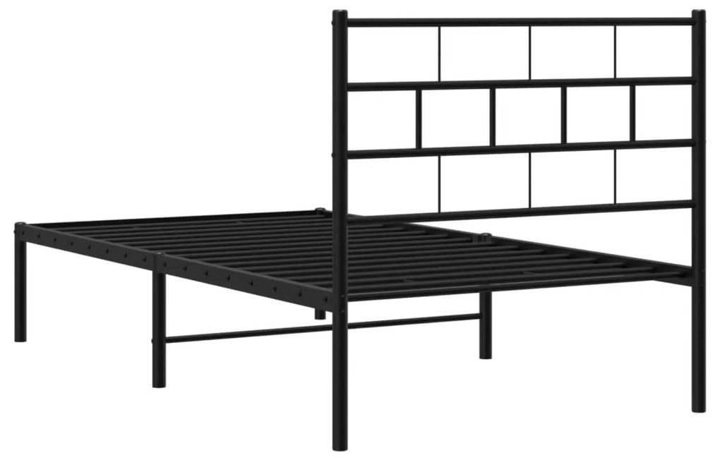 Estrutura de cama com cabeceira 90x200 cm metal preto