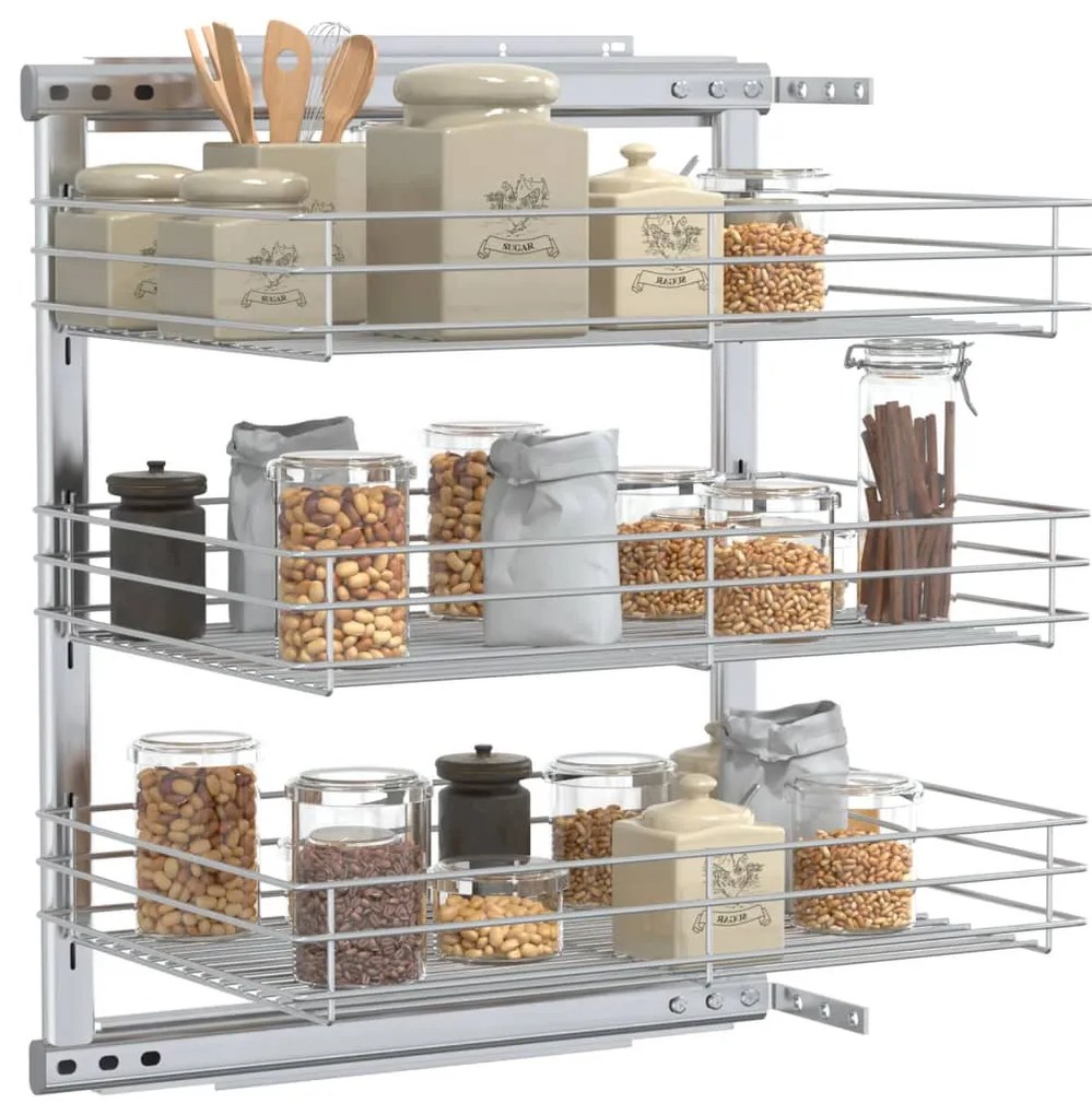Unidade cestos arame para cozinha 3 pcs 47x35x56 cm prateado