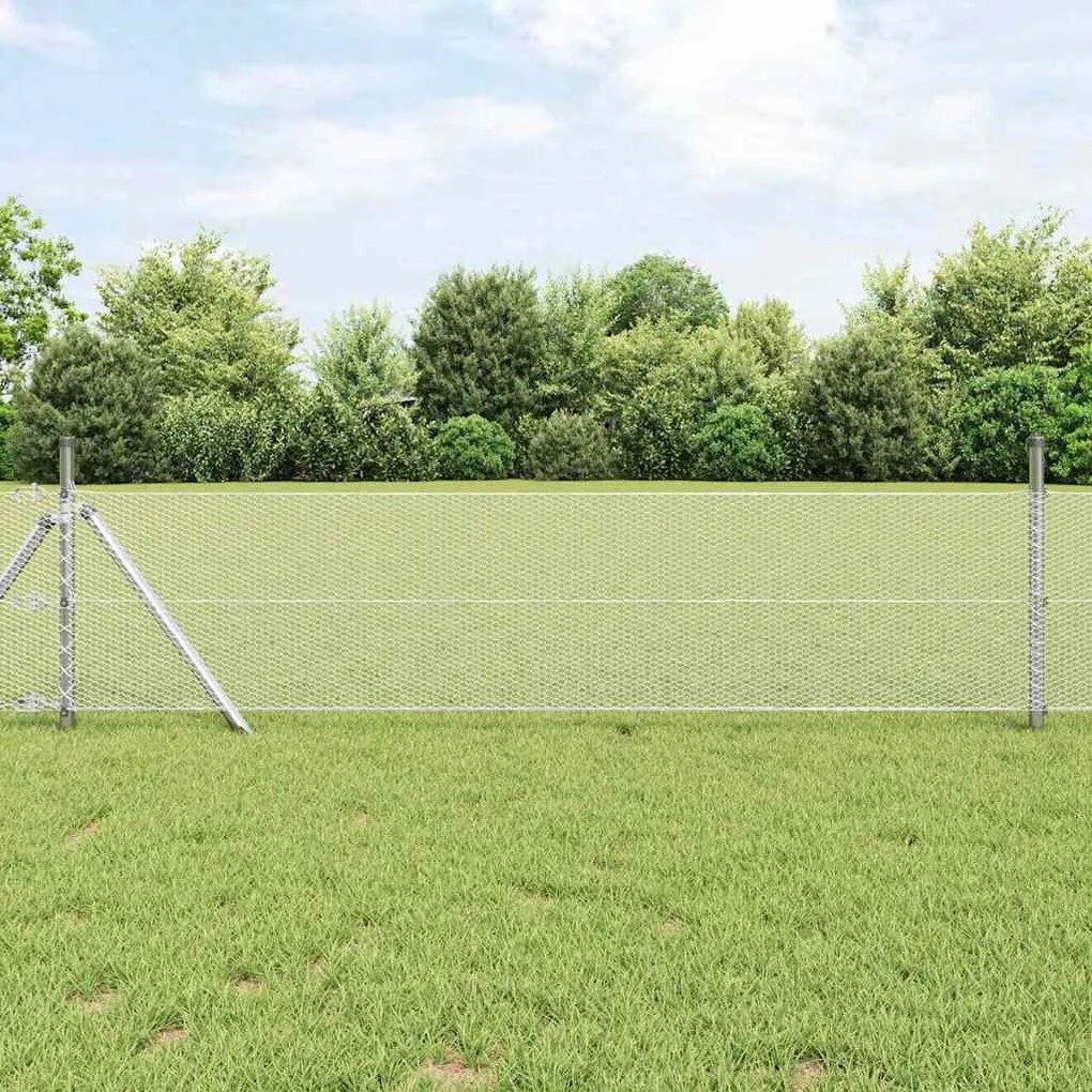 vidaXL Cerca Hexagonal Cinza Prateado 0.4 x 10 m Aço galvanizado