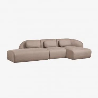 Sofá Modular Chaise Longue Direito De 3 Peças Com Divã Esquerdo Em Chenille Coquette Chenille Castanho Trigo - Sklum