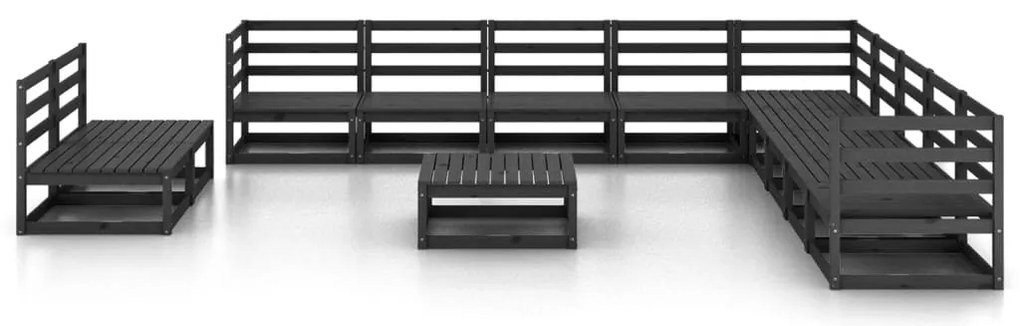 12 pcs conjunto lounge de jardim pinho maciço preto