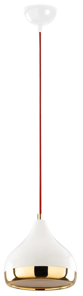 Candeeiro de Teto Yildo – Branco, Vermelho, Dourado – Diâmetro 17 cm,