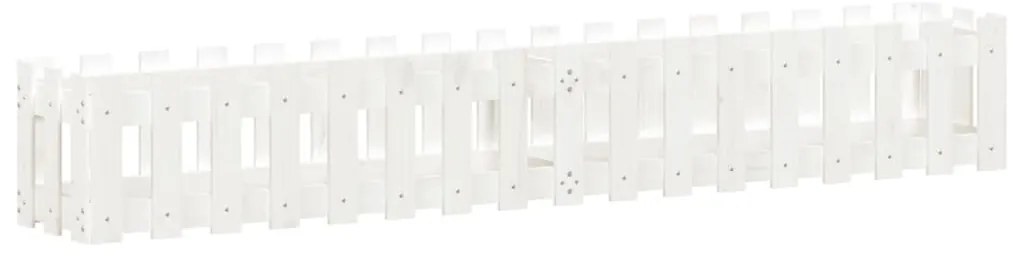 Canteiro elevado c/design cerca 200x30x30cm pinho maciço branco