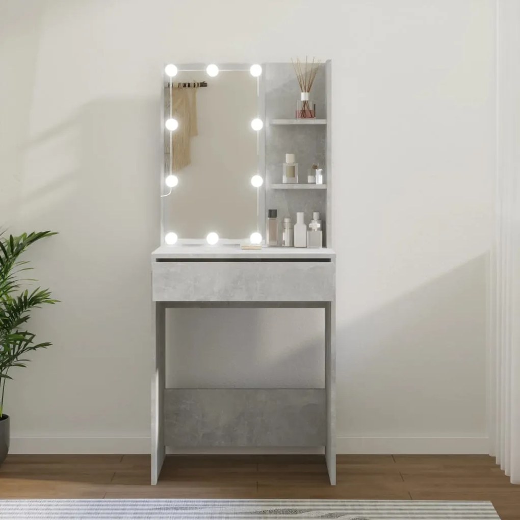 Toucador com LEDs 60x40x140 cm cinzento cimento