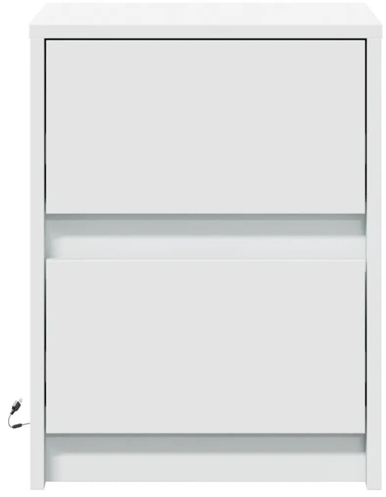 Mesa de cabeceira com luzes LED derivados de madeira branco