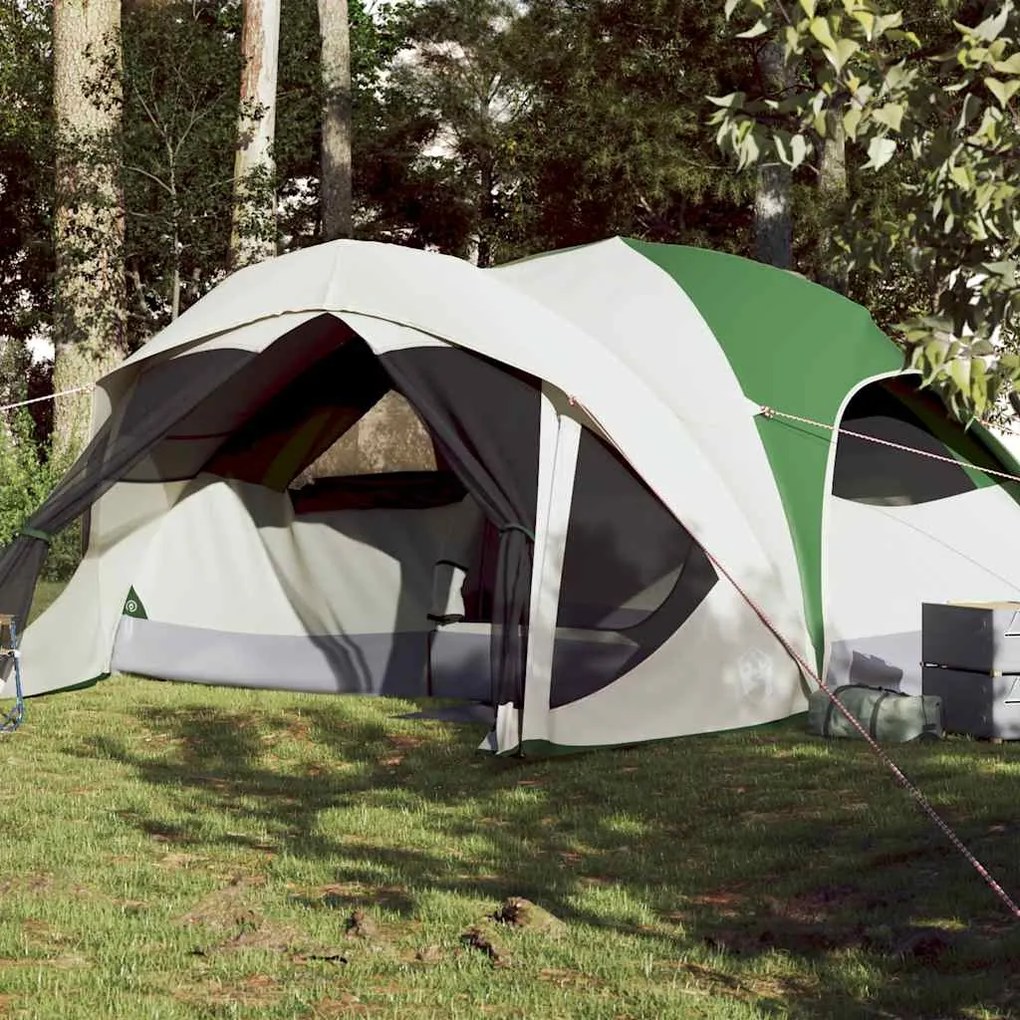 vidaXL Tenda familiar estilo cabana para 6 pessoas impermeável verde