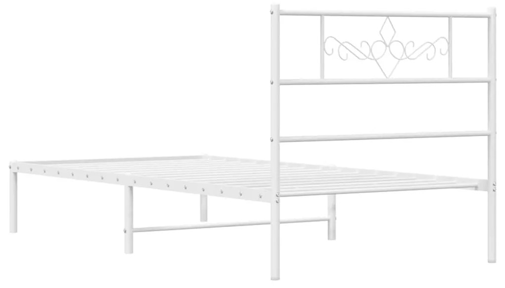 Estrutura de cama com cabeceira 100x190 cm metal branco