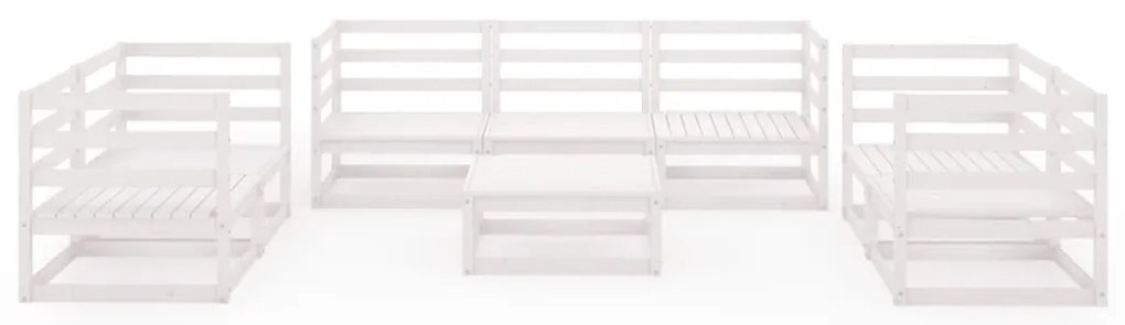 8 pcs conjunto lounge de jardim pinho maciço branco