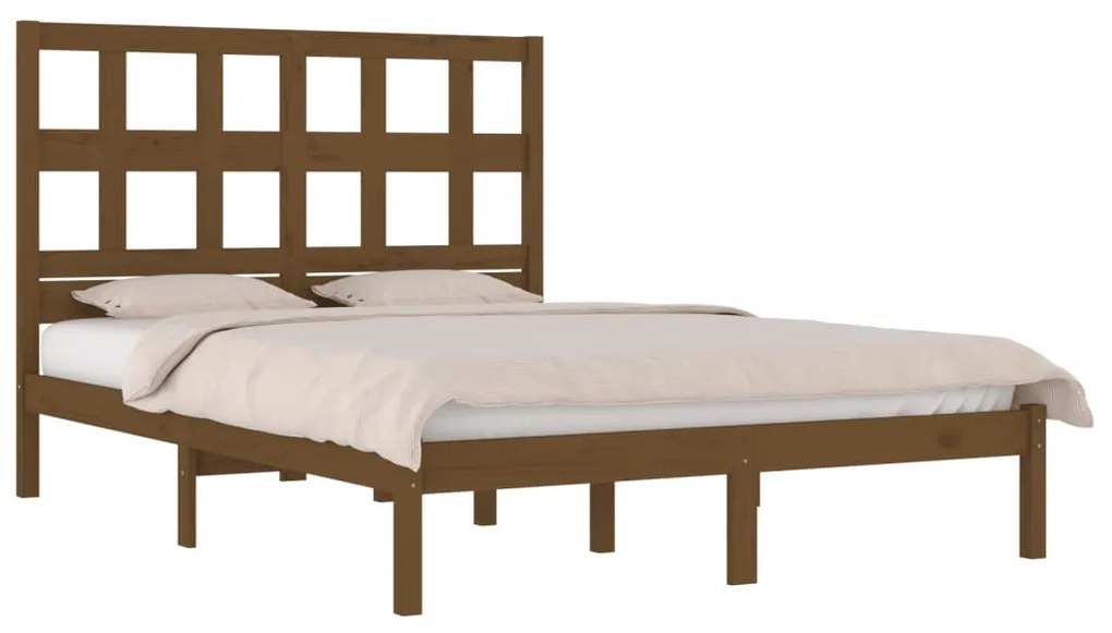 Estrutura de cama 200x200 cm pinho maciço castanho mel