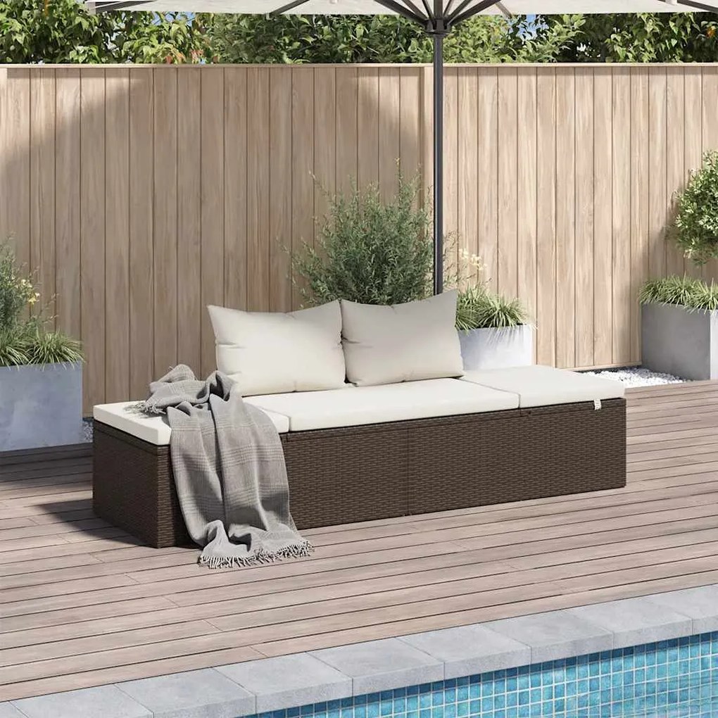 vidaXL Espreguiçadeira de jardim 195x60 cm vime PE castanho