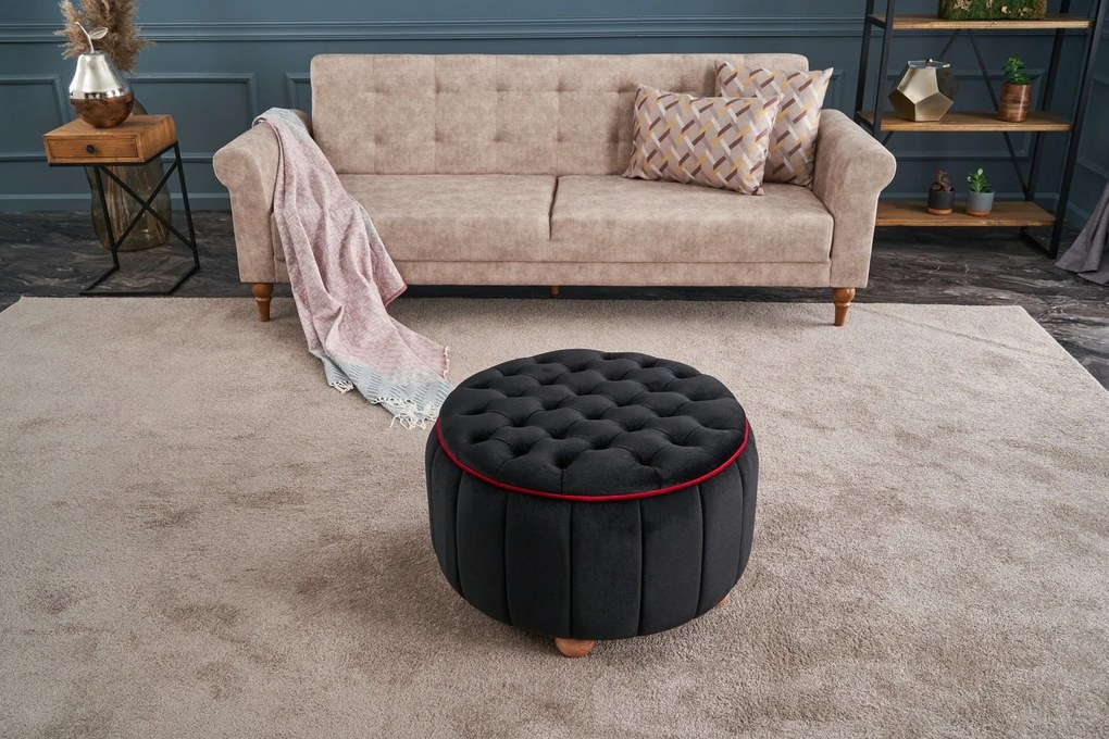 Pouffe Jasmin – Anthracite &amp; Pink – 65 cm x 42 cm x 65 cm