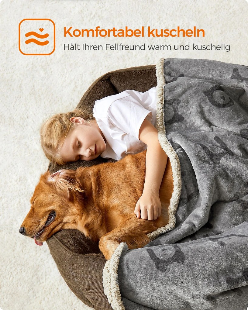 Cobertor impermeável para cães XXL 203 x 152 cm lavável à máquina cinzento