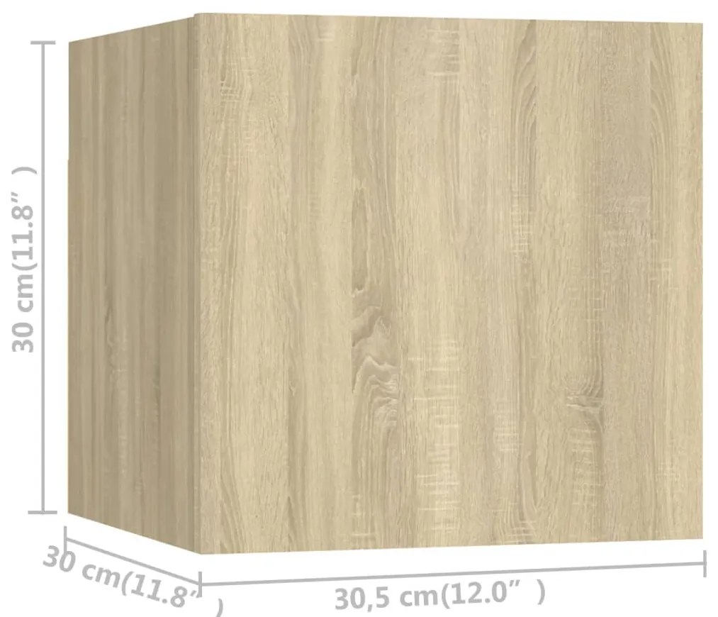 6 pcs conjunto móveis de TV derivados madeira carvalho sonoma