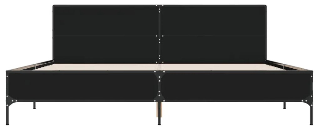 Estrutura de cama 200x200 cm derivados de madeira/metal preto