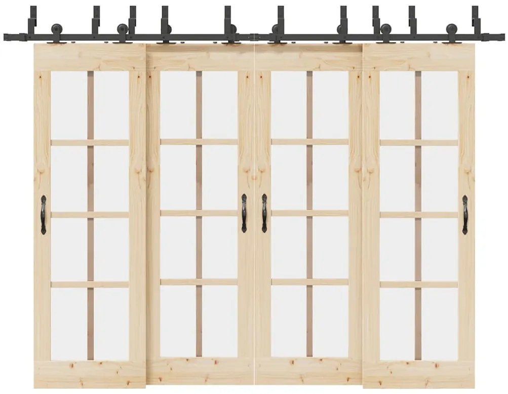 vidaXL Kit de ferragens para porta deslizante 305 cm aço preto