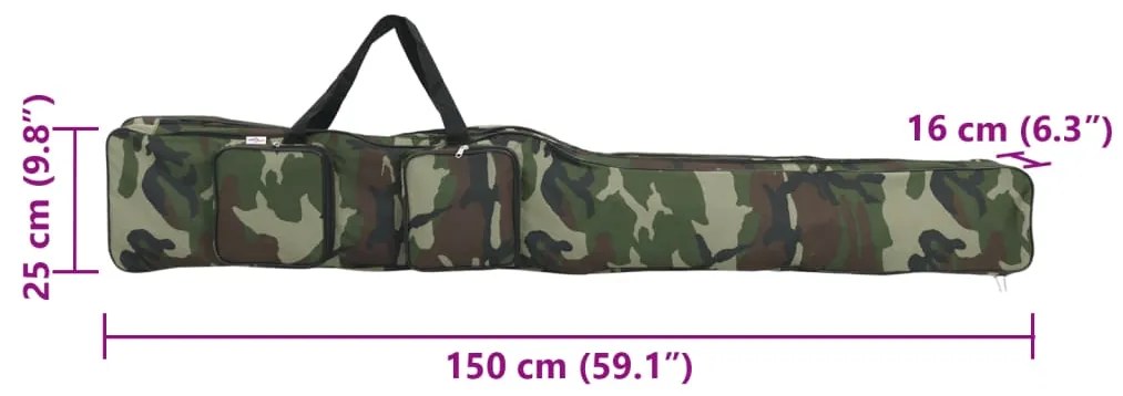 Saco para cana de pesca 150 cm tecido oxford camuflagem verde