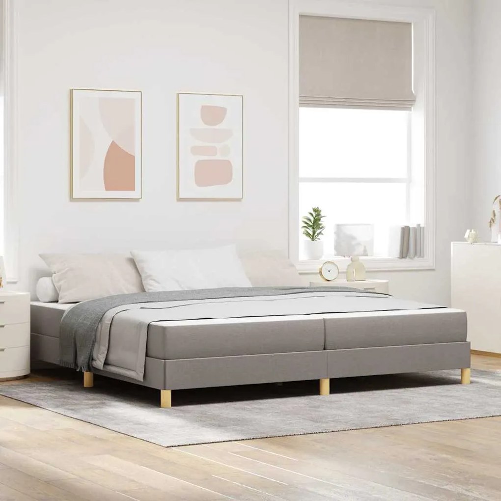 vidaXL Cama Box com colchão Cinzento-acastanhado 200 x 200 cm tecido