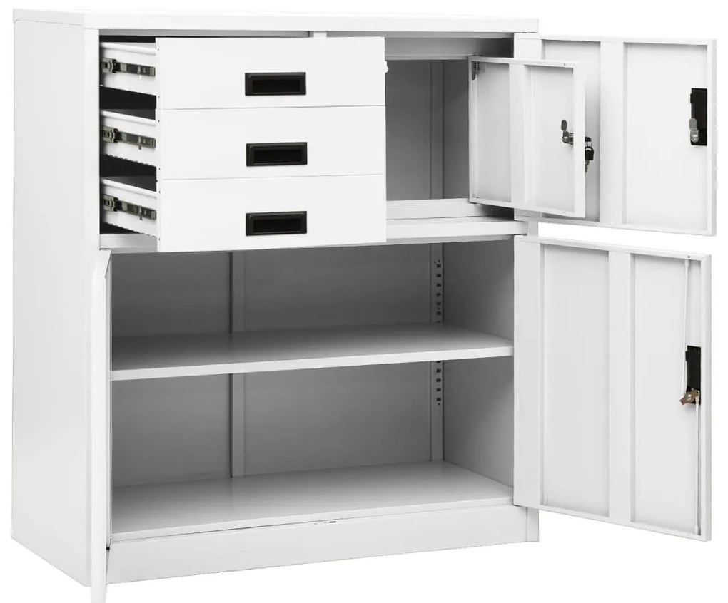 Armário de escritório 90x40x102 cm aço branco