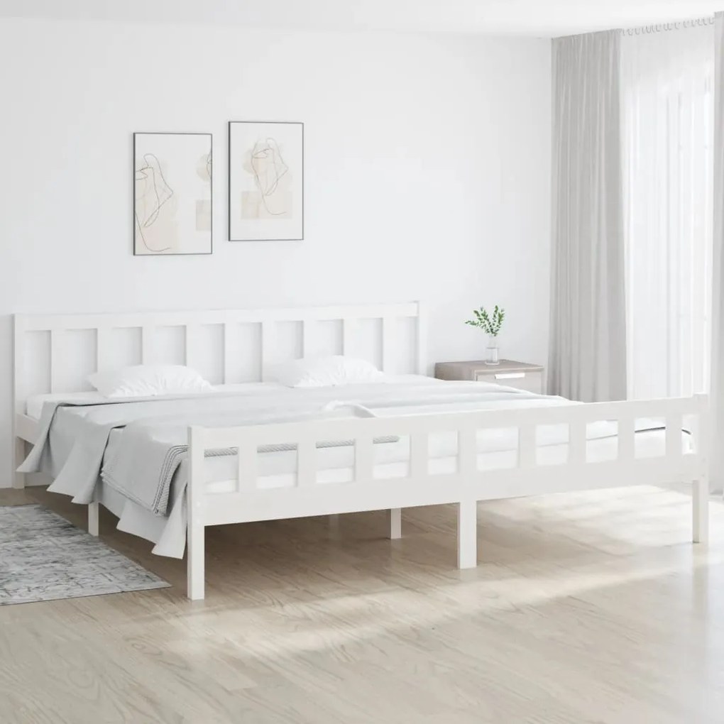 810690 vidaXL Estrutura de cama 160x200 cm madeira maciça branco